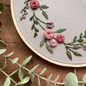 Floral Bloom Wreath | Floral Embroidery Pattern | Embroidery Hoop Art ...