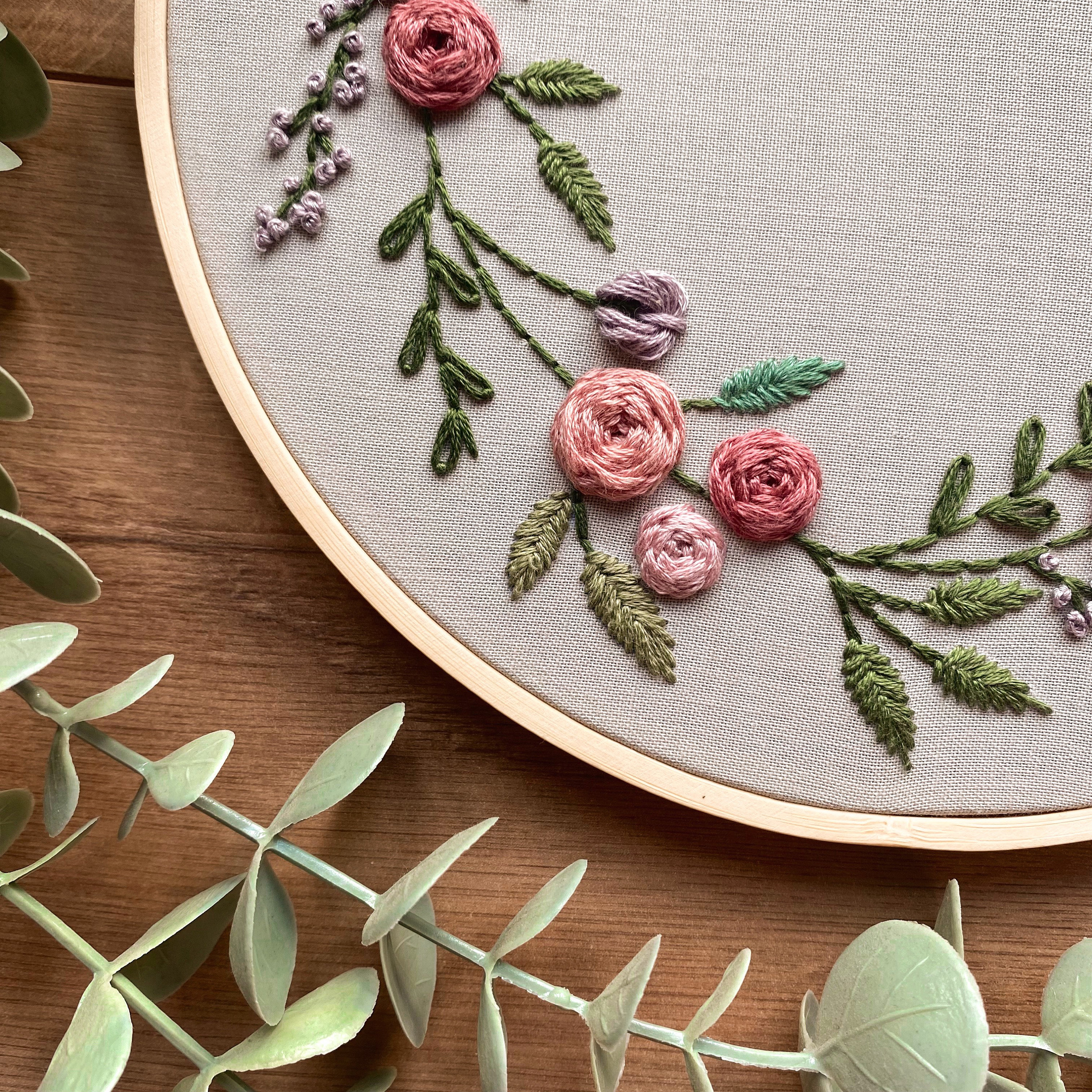 Floral Bloom Wreath | Floral Embroidery Pattern | Embroidery Hoop Art ...