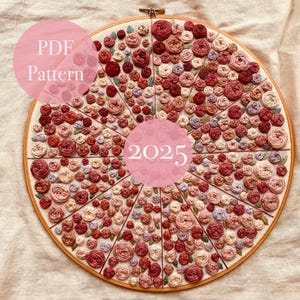 A year in flowers 2025 | 365 stitch a day | Embroidery Hoop Art PDF Pattern | Digital download | Embroidery Pattern | 12 inch design