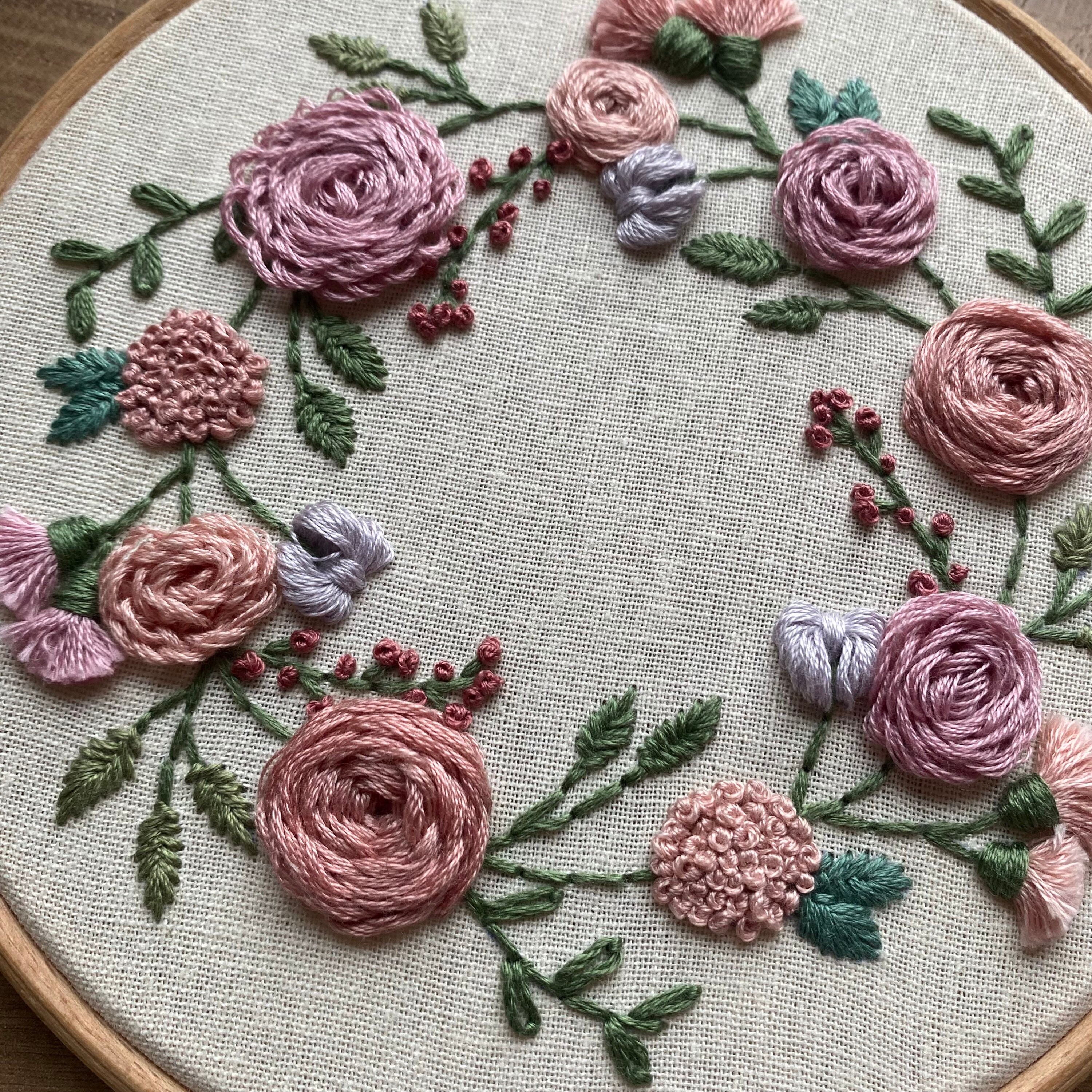 Floral Spring Wreath | Floral Embroidery Pattern | Embroidery Hoop Art ...