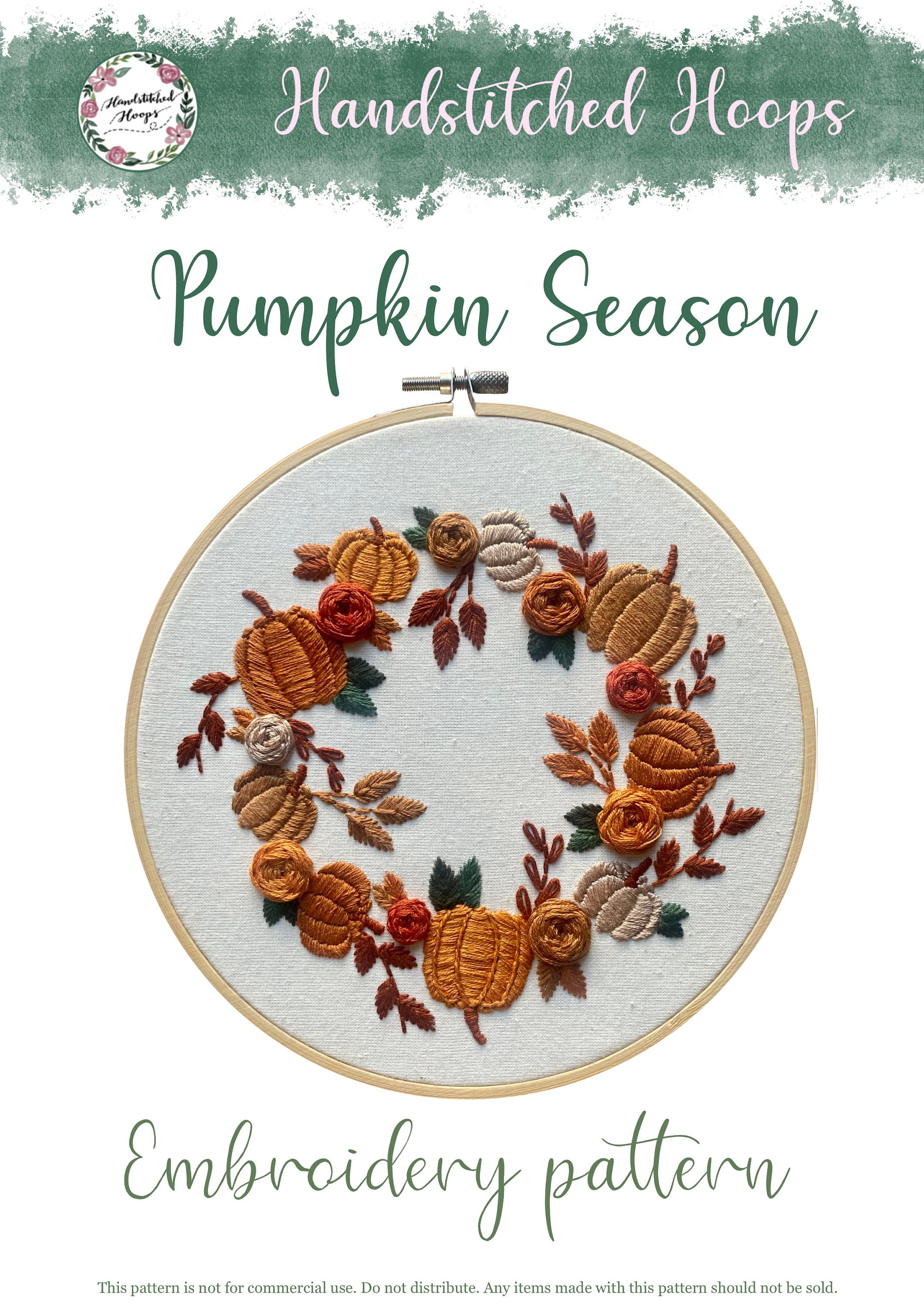 Pumpkin Season | Autumn Fall | Embroidery Hoop Art PDF Pattern ...