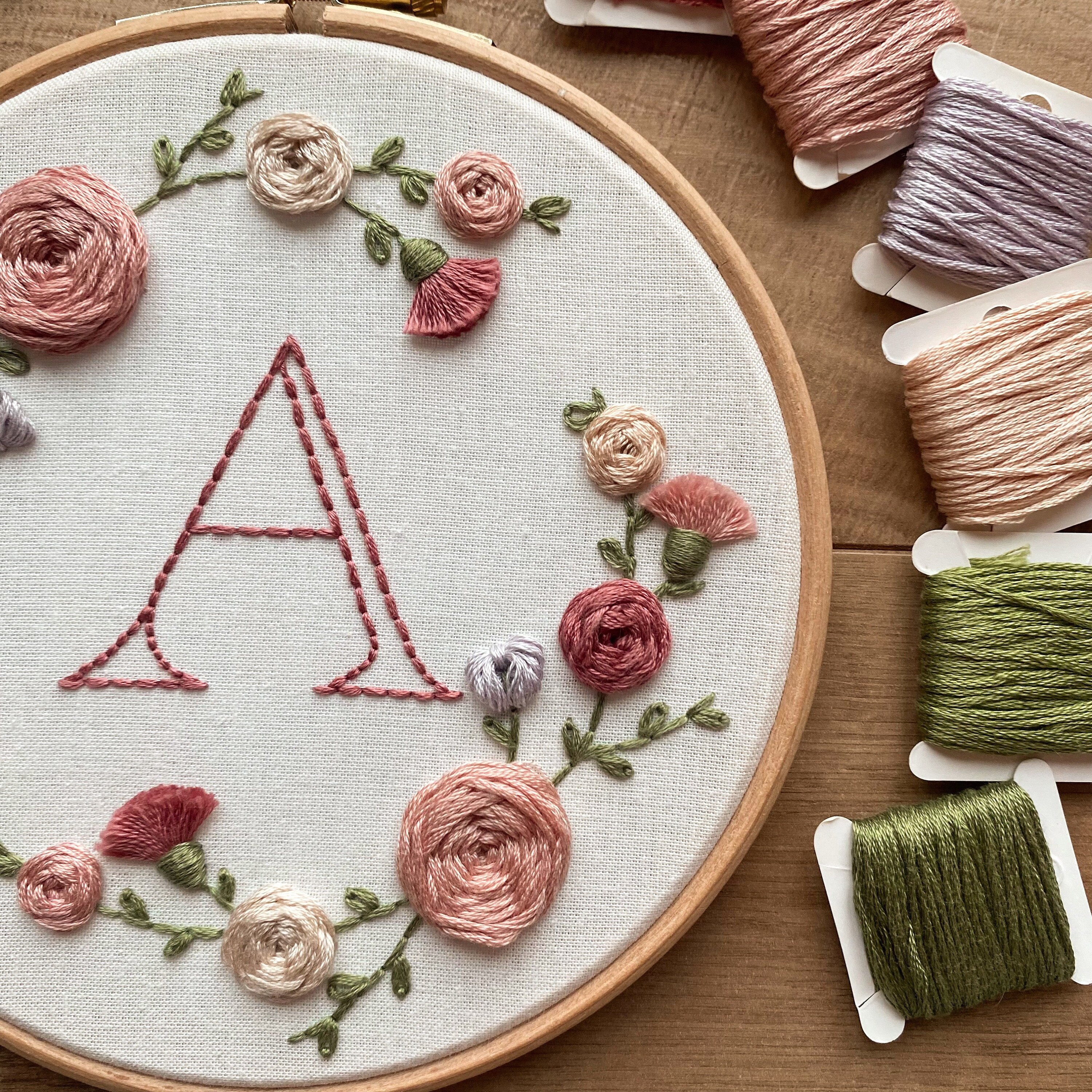 Floral Initial Hoop Embroidery Pattern | Digital Download | Full ...