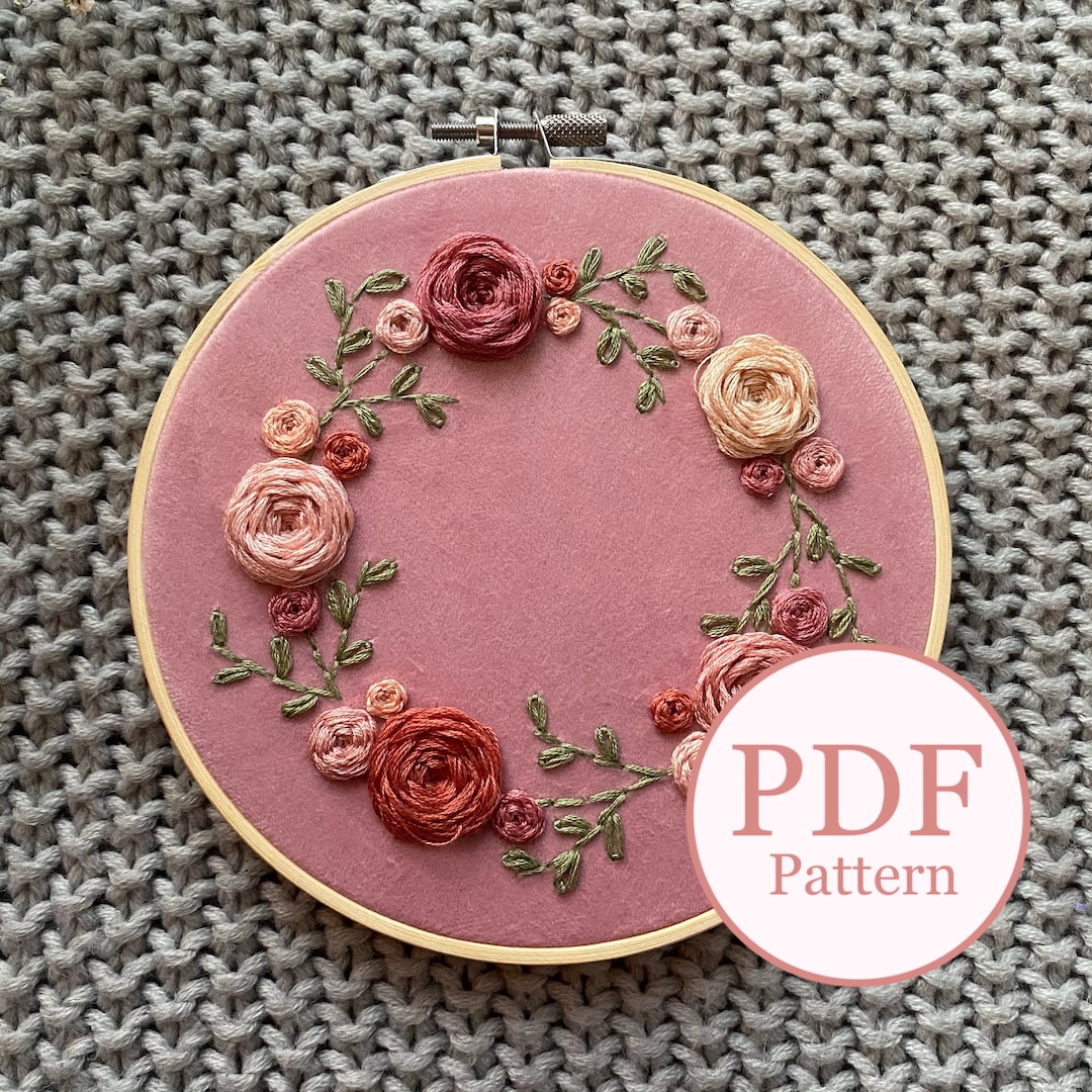 Floral Wreath | Embroidery Hoop Art PDF Pattern | Digital Download ...