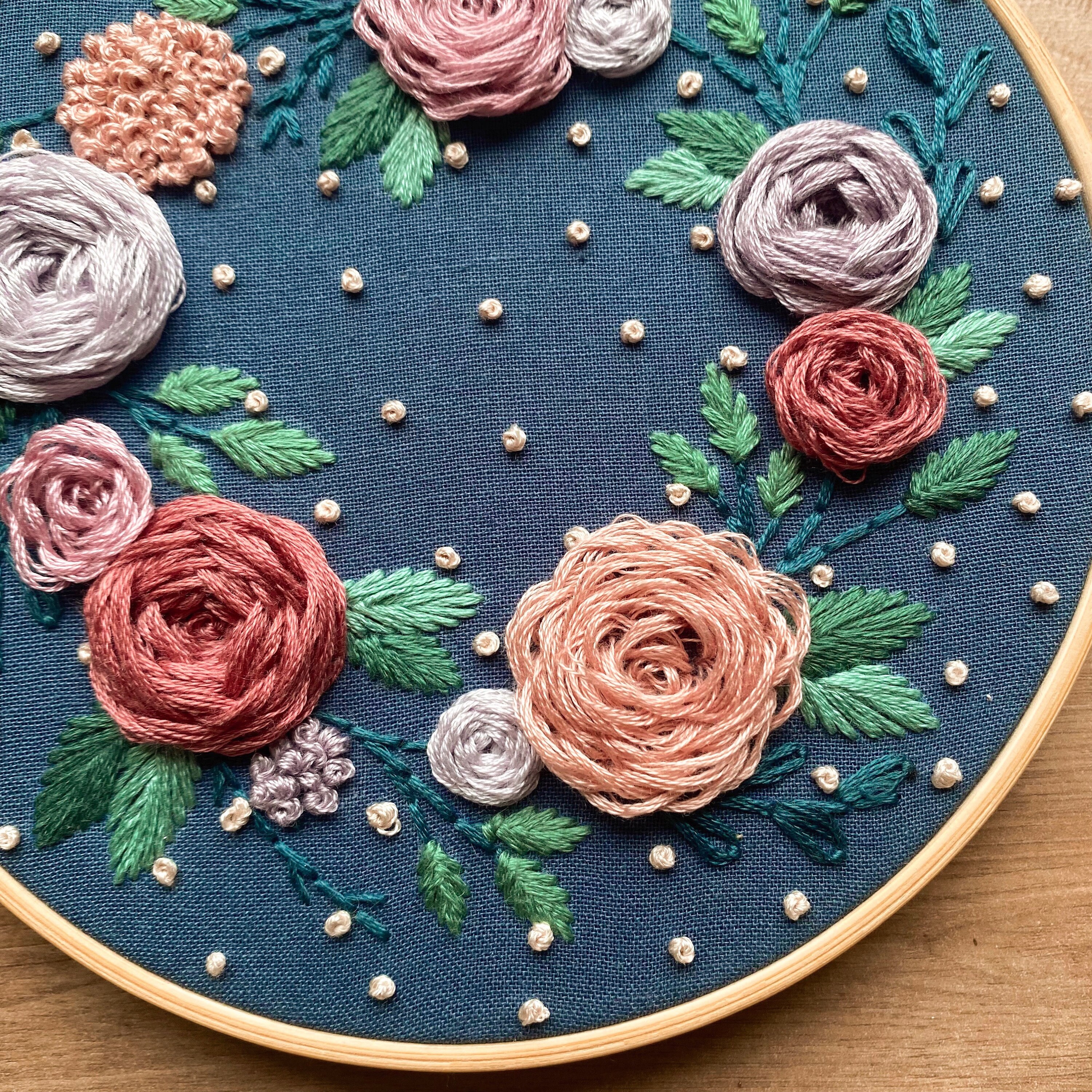 Midnight Blooms | Floral Embroidery Pattern | Embroidery Hoop Art PDF ...