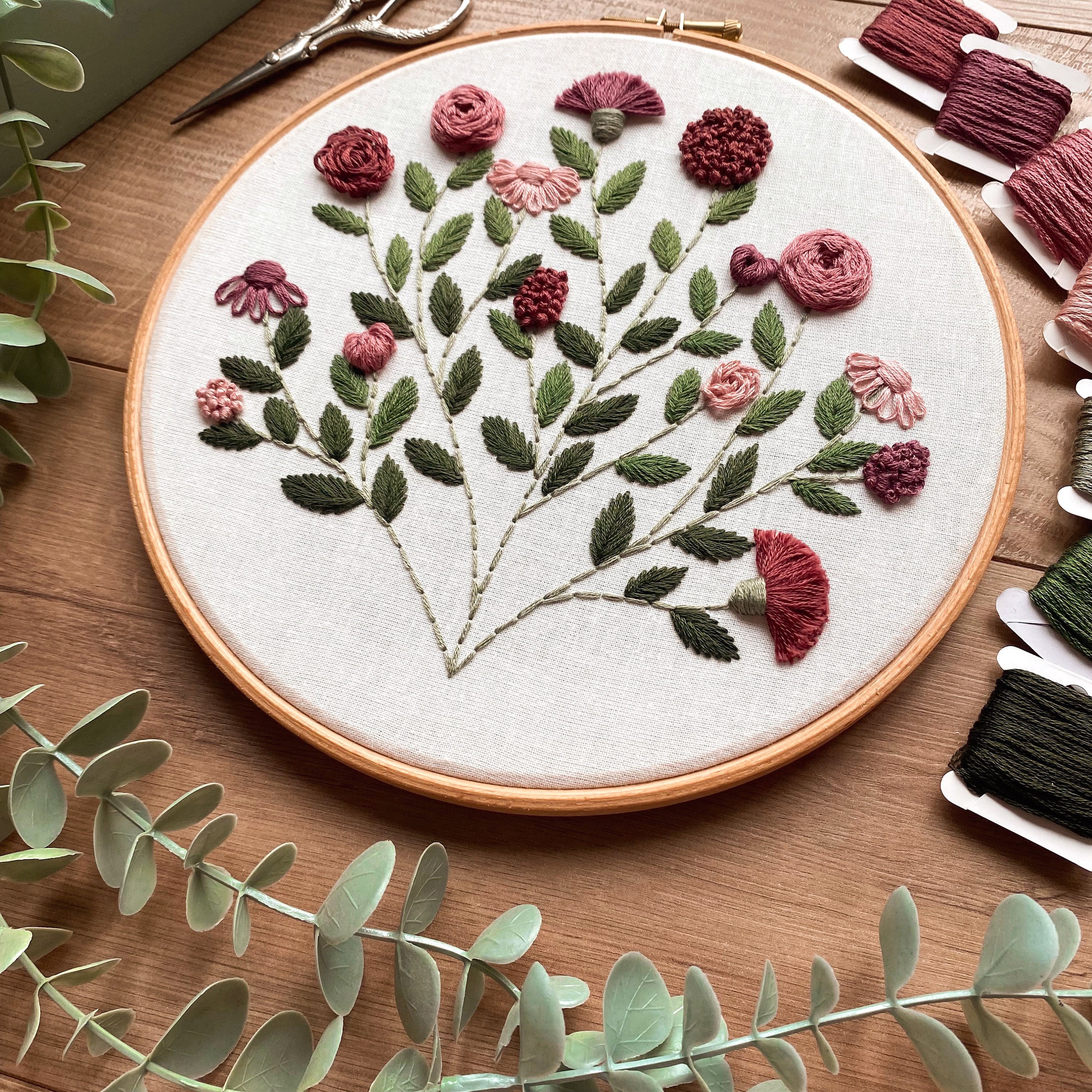 A Blooming Bouquet | Floral Embroidery Pattern | Embroidery Hoop Art ...