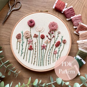 Woodland Wildflowers | Floral Embroidery Pattern | Embroidery Hoop Art PDF Pattern | Digital download | Embroidery Pattern | 7 inch design