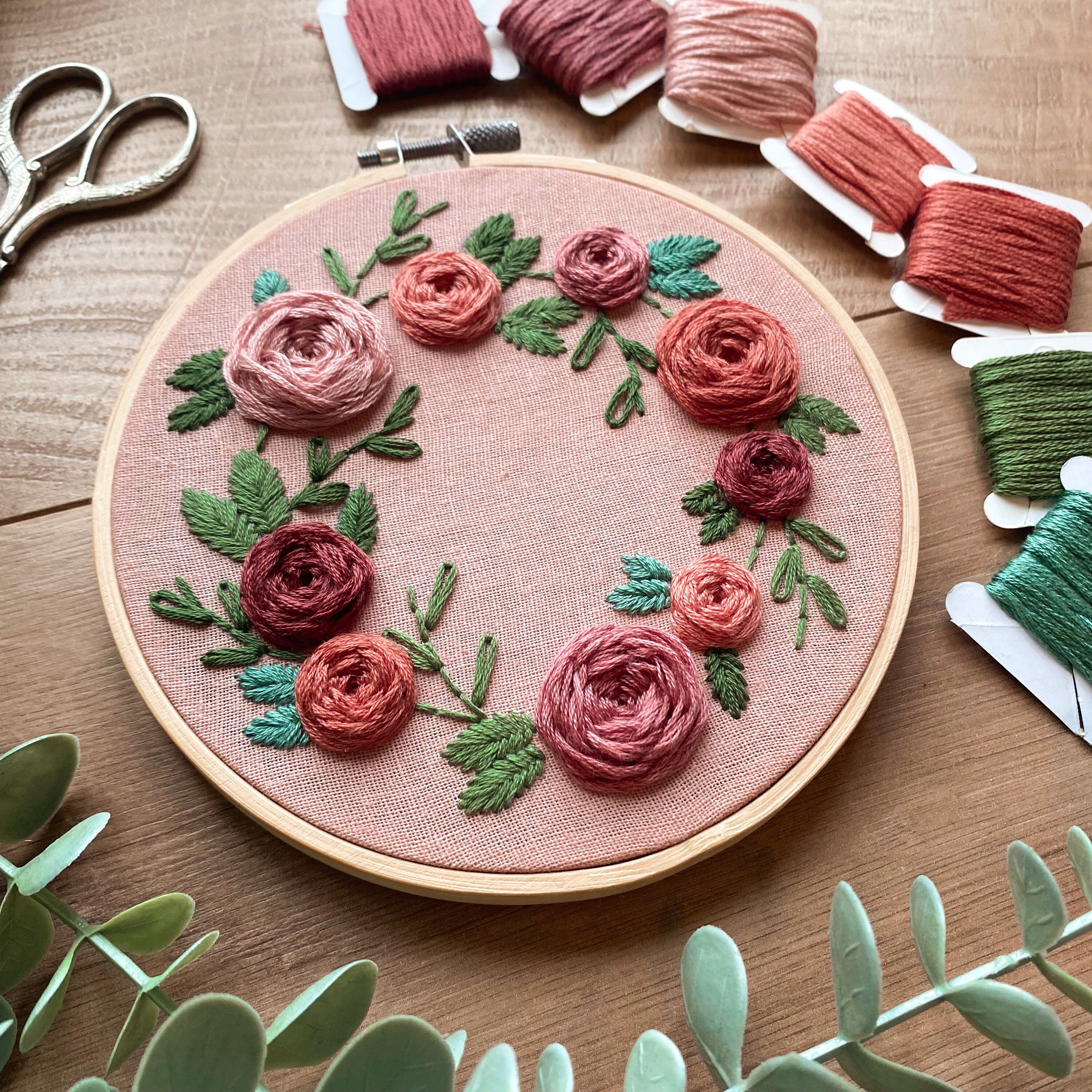 Botanic Wreath | Floral Embroidery Pattern | Embroidery Hoop Art PDF ...