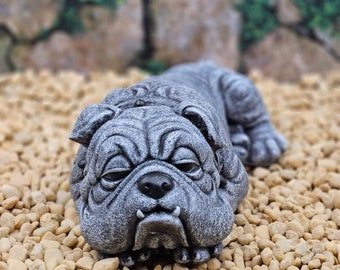 English Bulldog Statue, Concrete Bulldog Decor, Sleepy Bulldog, English Bulldogs, Garden Bulldog, Outdoor Bulldog