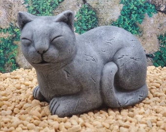 Cat Statue, Concrete Cat Folk Art Cat Decor, Concrete Cat Statue, Whimsical Cat Statue, Large Cat Statue