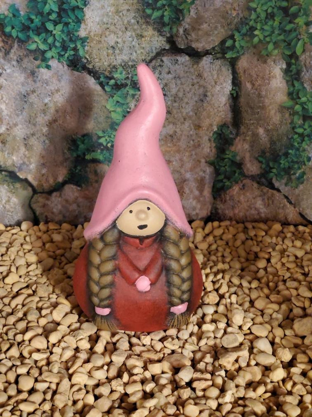 Valentine Gnome, Elf Gnome, Girl Garden Gnome Statue, Handmade Concrete