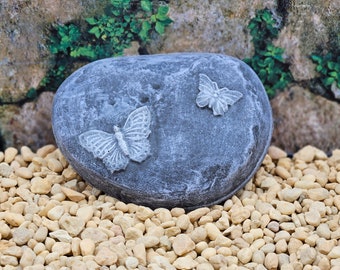 Butterfly Stone Handmade Concrete Statue, Outdoor Butterfly Rock, Butterfly Yard Decor, Garden Butterfly Stone