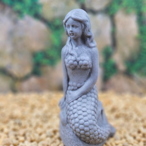 Exotic Mermaid Statue, Handmade Concrete Mermaid, Aquatic Mermaid Statue, Medium Garden Mermaid Statue, Garden  Mermaid Decor