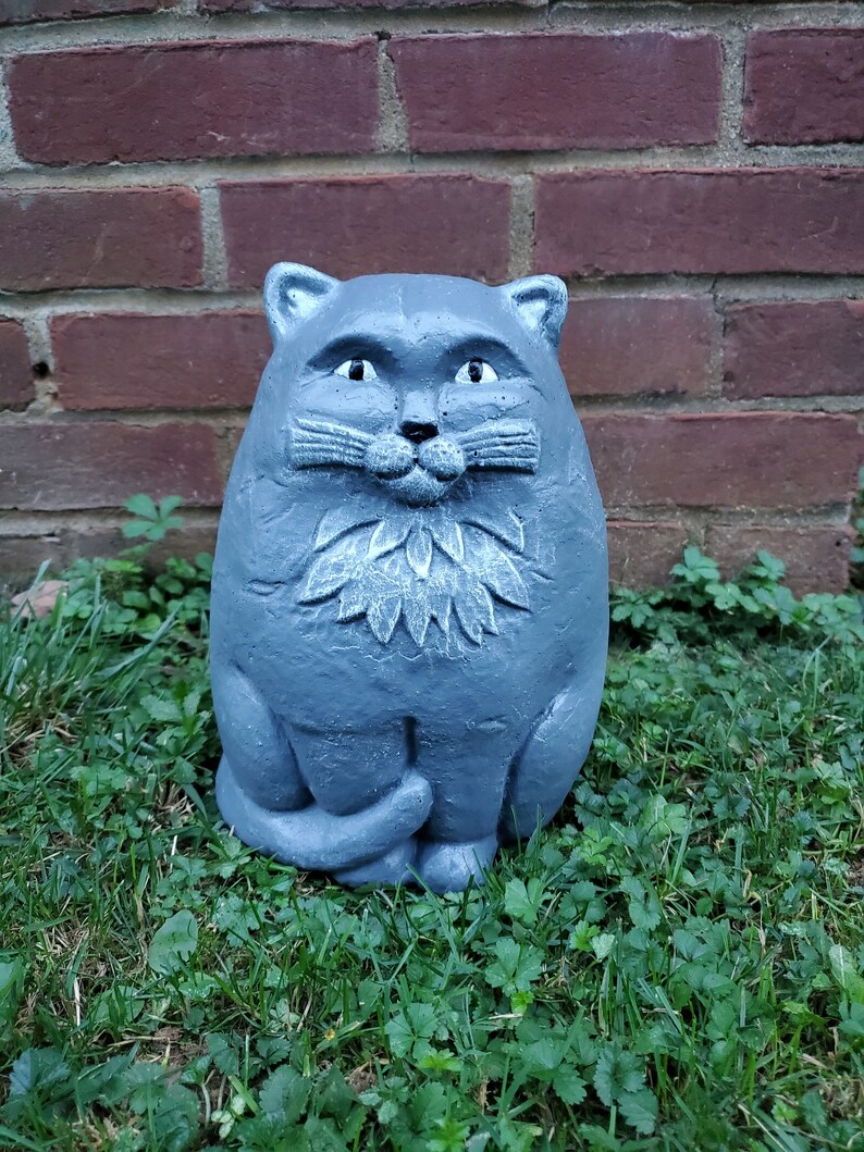 Statue de chat b ton chat folk art cat  d cor Etsy