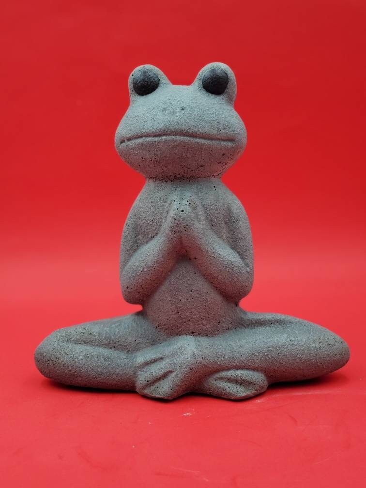 Frog Statue Zen Yoga Garden Frog Statue Handmade Concrete Etsy