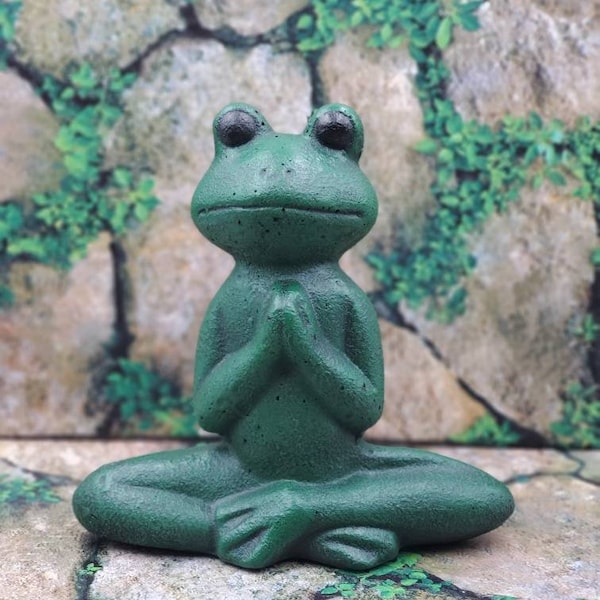 Frog Statue, Zen Yoga Garden Frog Statue, Handmade Concrete Frog, Zen Garden Statue, Garden Frog Concrete Decor