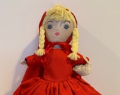 VINTAGE 1980s 3-in-1 Topsy Turvy Doll, Little Red Riding Hood - 13 quot tall