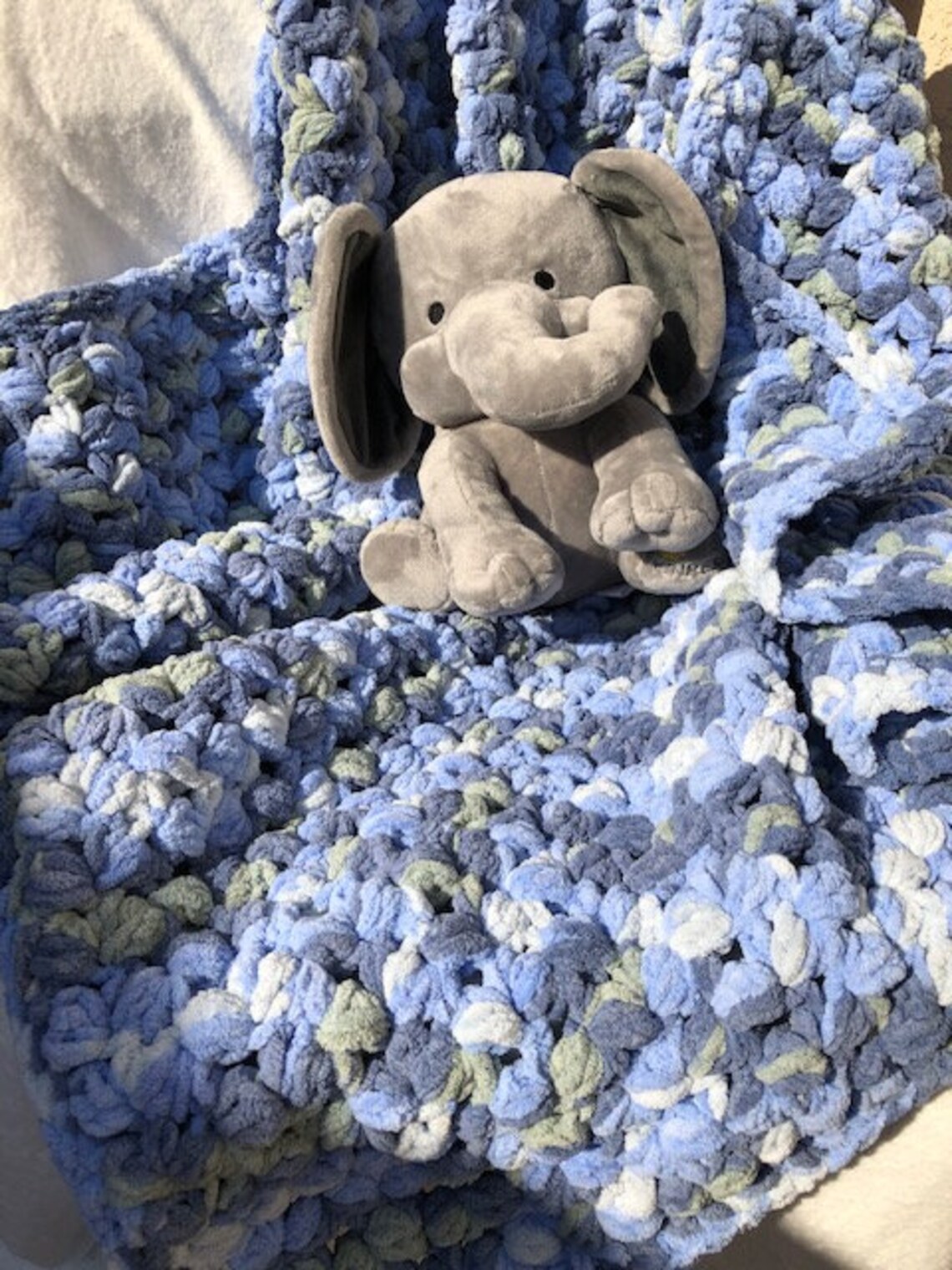 Crochet baby blanket blue blanket soft blanket Bernat baby Etsy