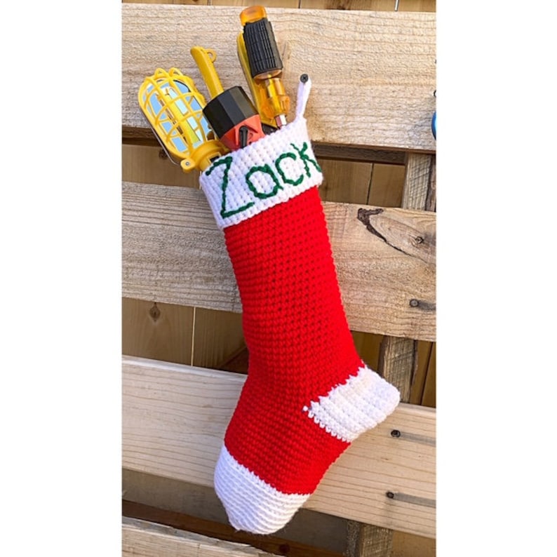 handmade gift Christmas personalized Crochet Christmas stocking mantle