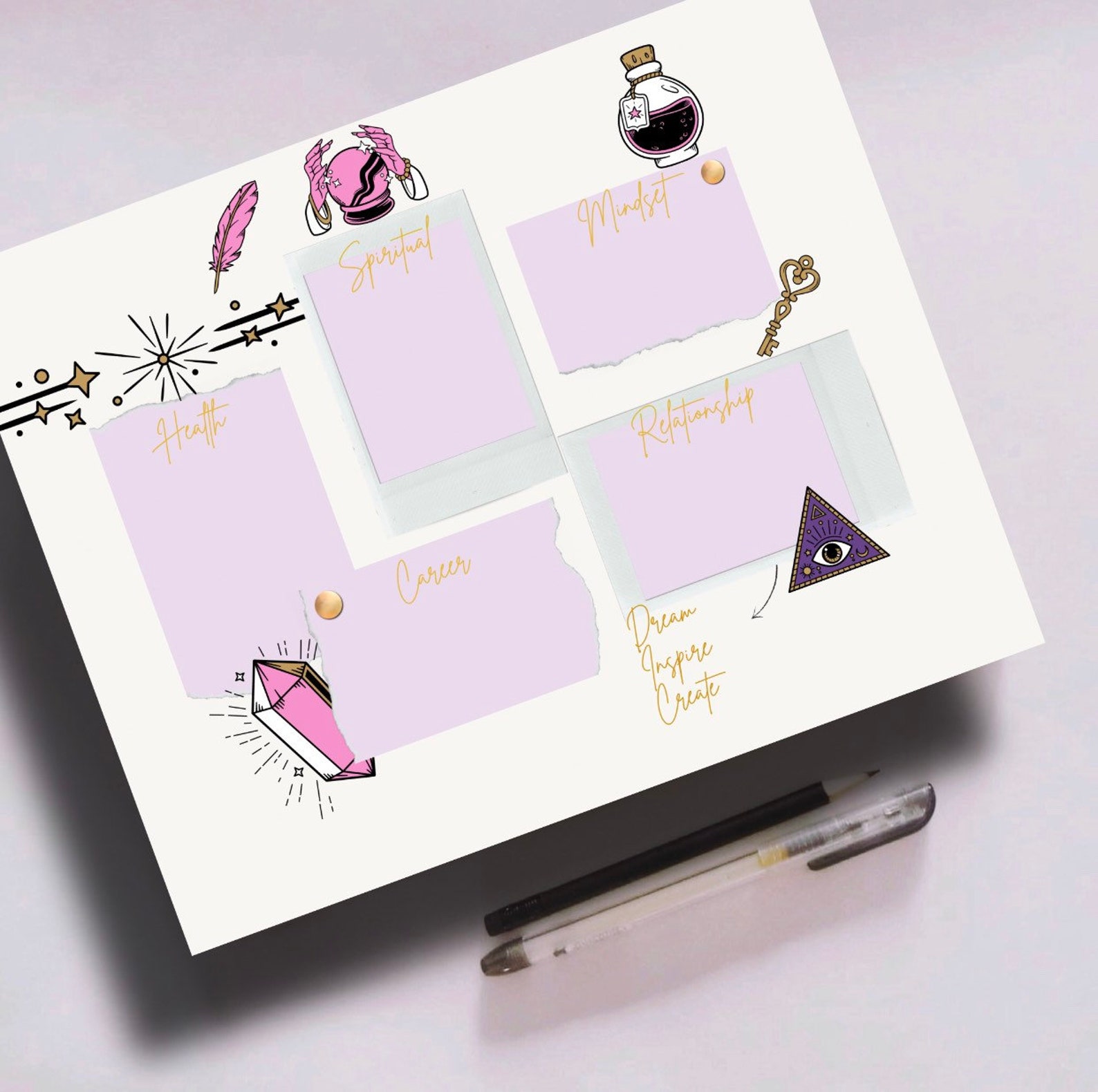 Dream Board Printable Template living with art pdf Vision Etsy