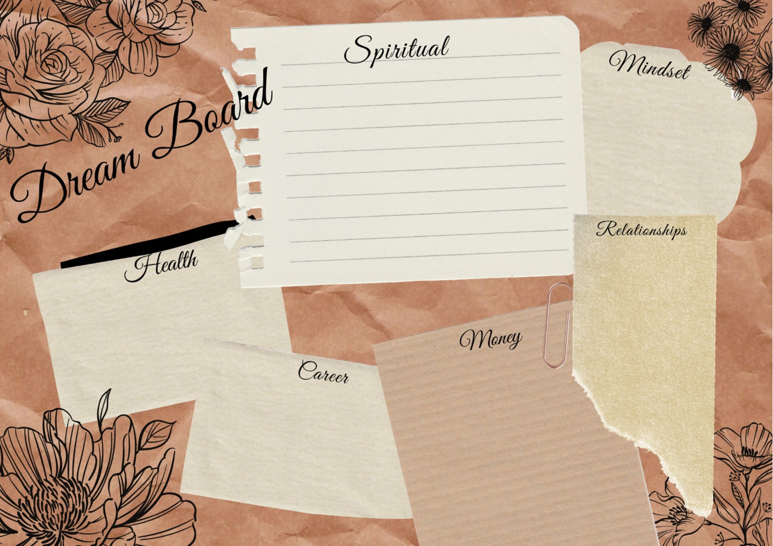 Dream Board Printable Template Vision Board Goal Planning Etsy