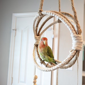 10" Hanging bird swing 100% cotton and jute rope