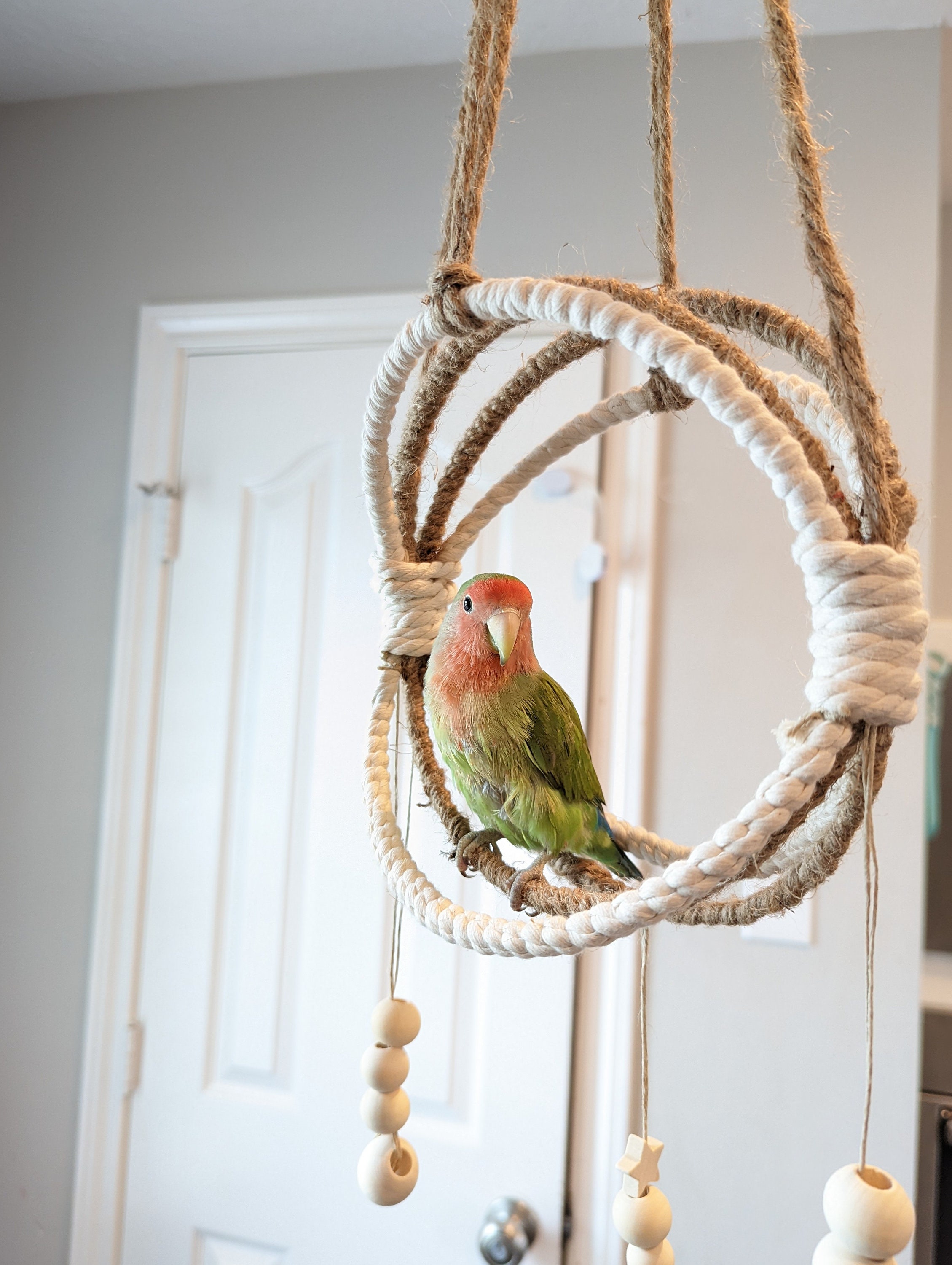 10 Hanging Bird Swing 100% Cotton and Jute Rope 