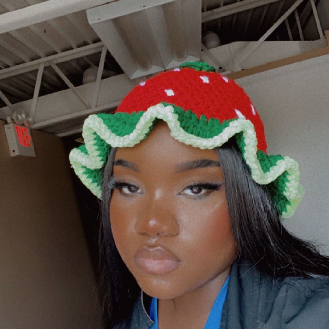 Crochet Strawberry Bucket Hat Strawberry Hat Strawberry Bucket Hat