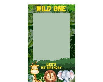 Wild One Selfie Birthday Frame Customizable Name, Age and Free Text Self Print