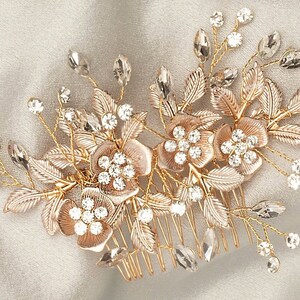 Montana Rose Gold or Gold Bridal Hair Comb image 2