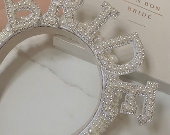 BRIDE TO BE | Bridal Pearl Ivory Wedding and Hen Party Headband