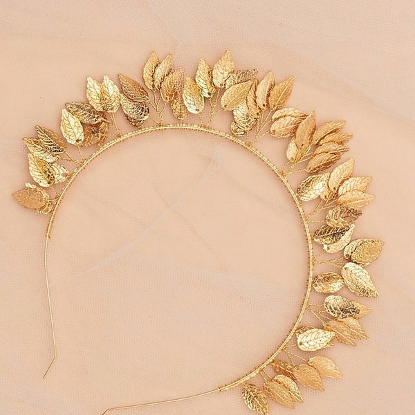 Sabrina | Bandeau de mariée en feuille d'or, d'argent ou d'or rose