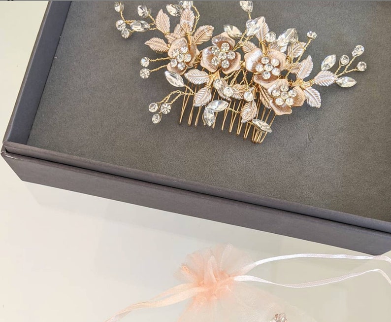 Montana Rose Gold or Gold Bridal Hair Comb image 4