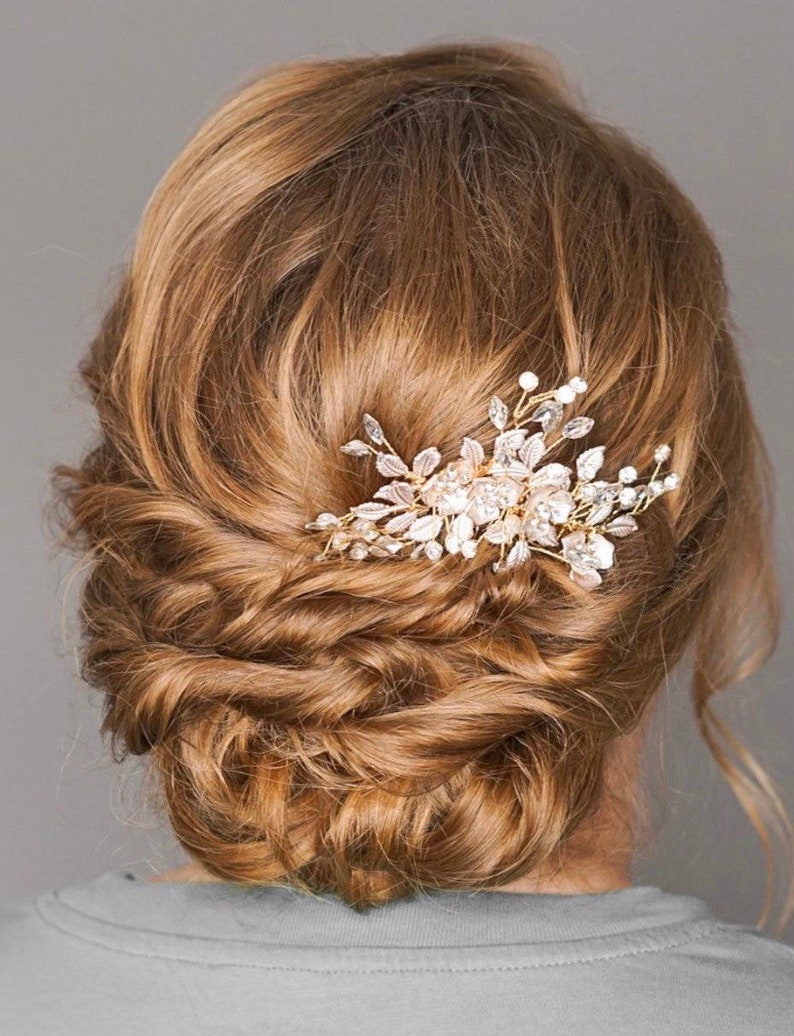 Montana Rose Gold or Gold Bridal Hair Comb image 1