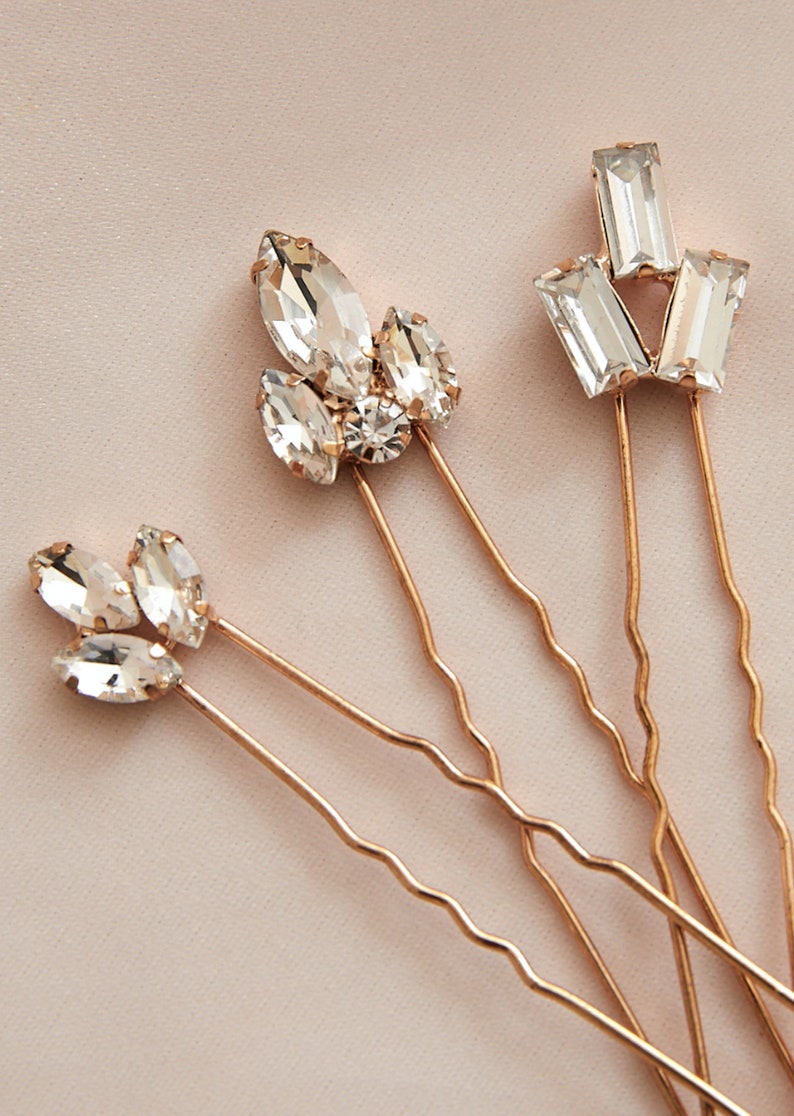 Luna 9 Piece set of stone Geometric Bridal Pins image 1