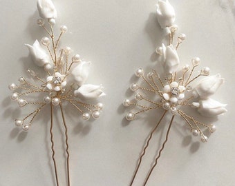 Maya | Set of 2 floral Bridal Hair pins