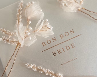 Marina | Elegant Bridal Floral Pearl Hair Pins