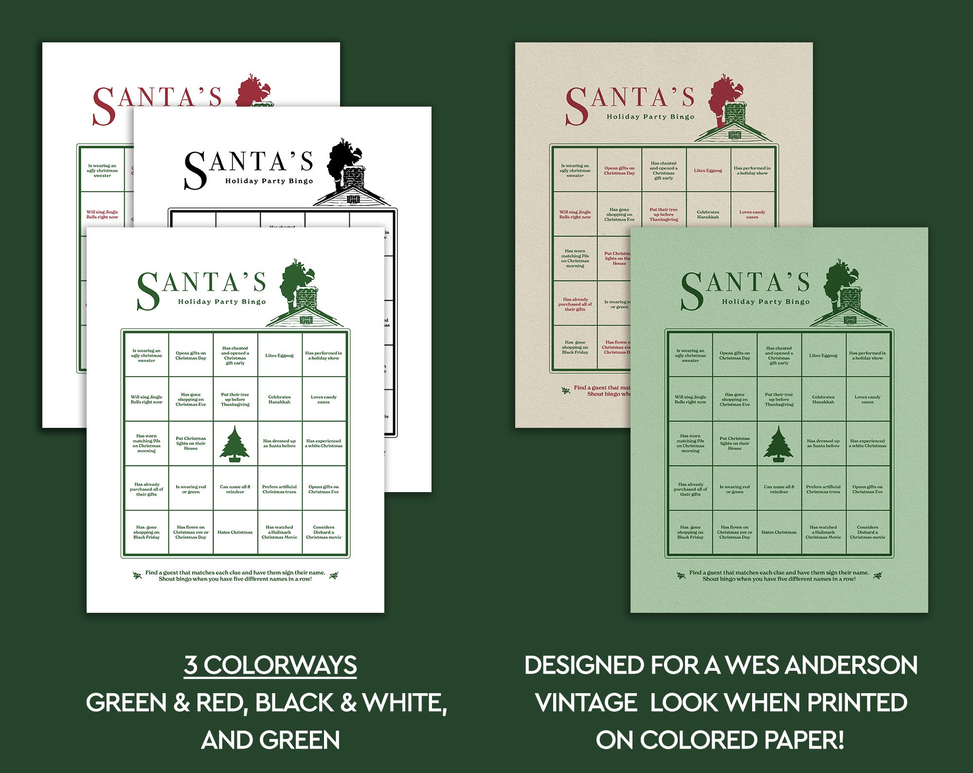 Christmas Party Bingo Game