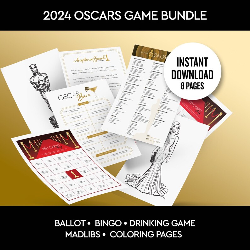 Buy 2024 Oscars Game Bundle Ballot, Bingo and More Printable Instant