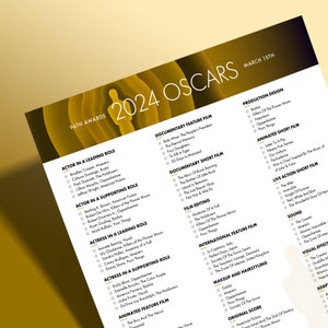 2024 Oscars Ballot Printable Instant Download PDF - Etsy