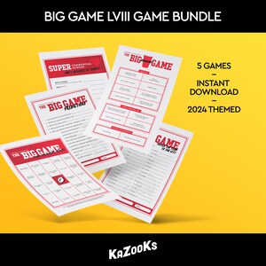 Super Bowl 2024 Party Game Bundle  | Printable Instant Download PDF
