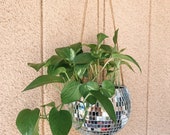 8 Silver Hanging Disco Ball Plant Holder