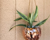 8 Rose Gold Disco Ball hanging plant holder