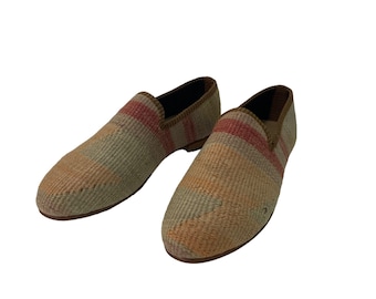 Men shoes, Kilim shoes size 7, Kilim loafers, Vintage shoes, Leather sole shoes, Tribal shoes, Wool shoes, Kilim rug shoes, Unique shoes