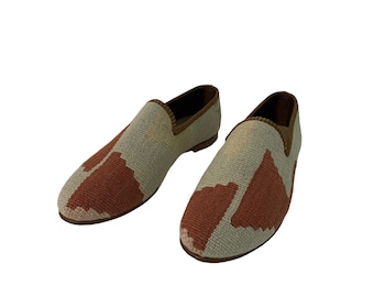 Kilim Schuhe, Herrenschuhe Größe 9, Herrenschuhe, Kilim Loafer, Vintage Schuhe, Ledersohle Schuhe, Tribal Schuhe, Wollschuhe, Einzigartige Schuhe