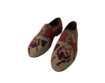Men shoes, Kilim shoes size 7, Kilim loafers, Vintage shoes, Leather sole shoes, Tribal shoes, Wool shoes, Kilim rug shoes, Unique shoes