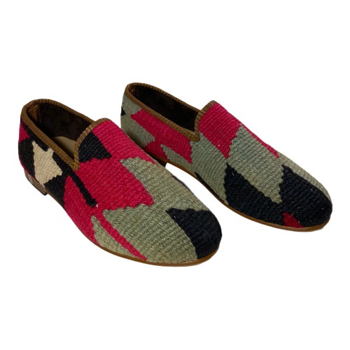 Men Shoes Size 8, Kilim loafers, , Unique shoes, Men shoes, Kilim shops shoes, Vintage shoes, Leather sole shoes, Tribal shoes, Wool shoes,