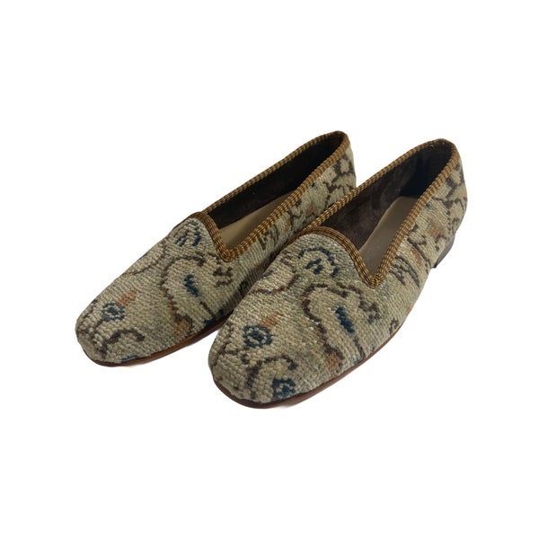 Women Carpet Shoes, Carpet Shoes size 8, Leather sole shoes, Women shoes, Women Carpet loafers, Women Kilim Loafer, Kilim Shoes