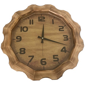 Reloj de pared único, relojes de madera para pared, arte de pared, reloj de madera de pino, reloj de madera hecho a mano, reloj de pared de madera