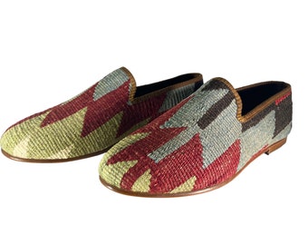 Leather sole shoes Kilim rug shoes Shoes Mens Shoes Loafers & Slip Ons Men Kilim shoes size 13 Tribal shoes Vintage shoes Wool shoes Kilim shoes Kilim loafers 