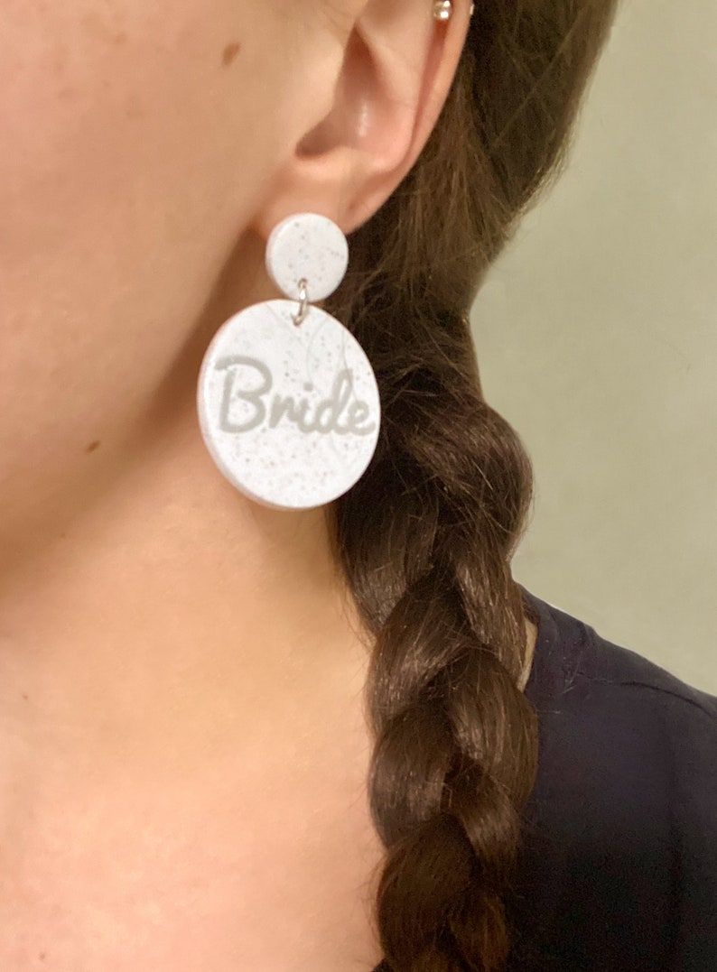 Bride Earrings Bridal Shower Bachelorette Lightweight